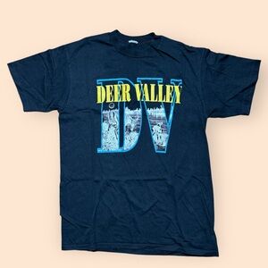 Vintage 1990s Deer Valley Utah T Shirt Men’s Large Black Vtg 90s Ski